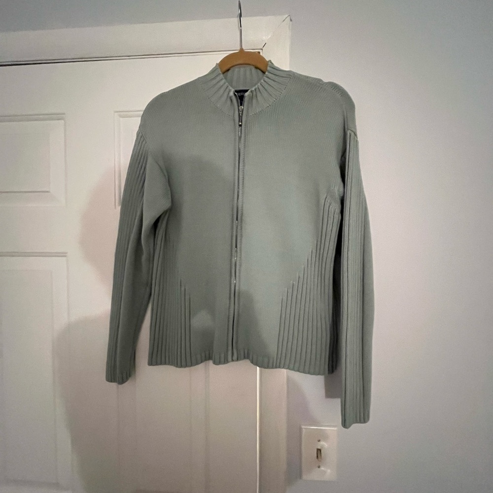 Women's sage green Zipper Cardigan